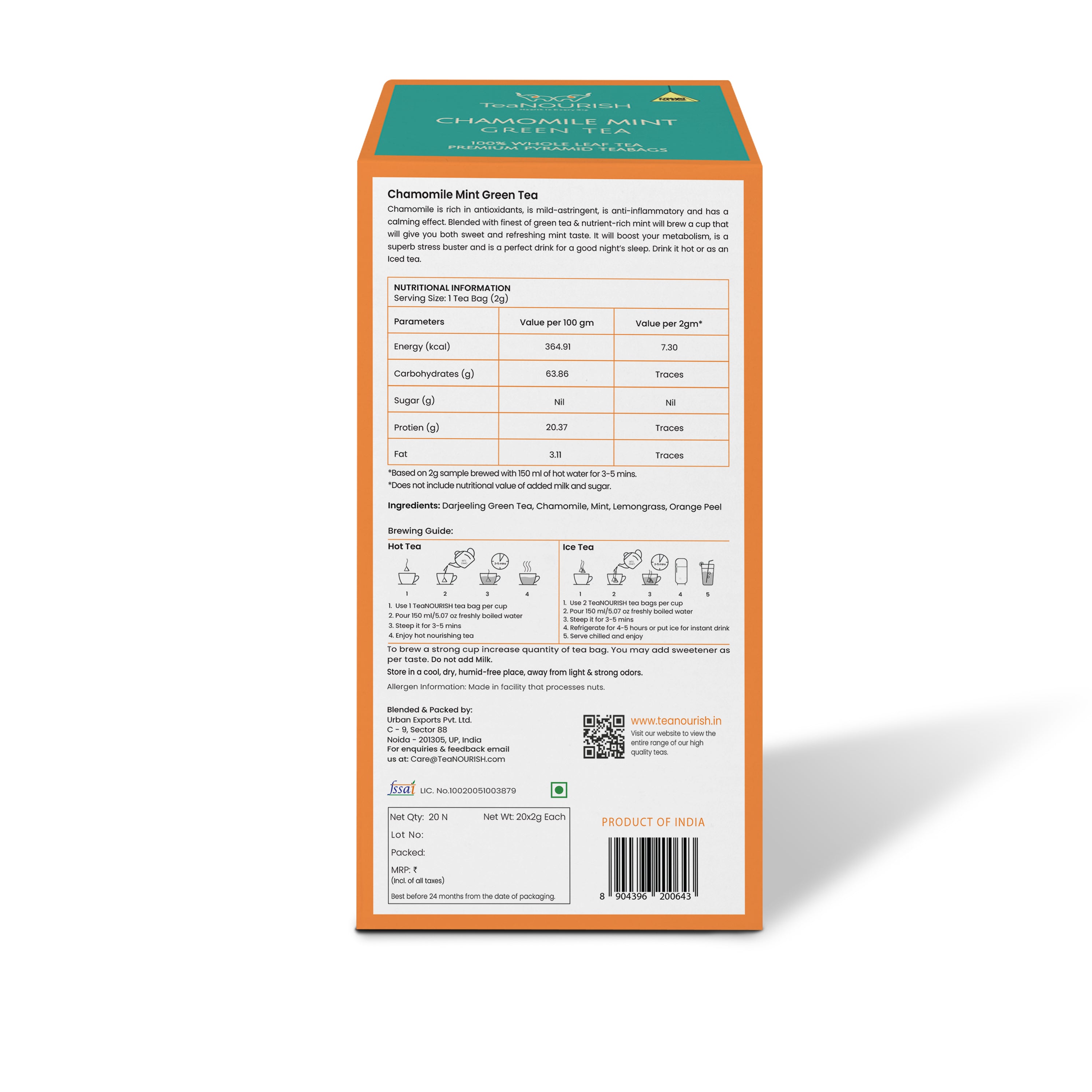 Chamomile Mint Green Tea - 20 Tea Bags